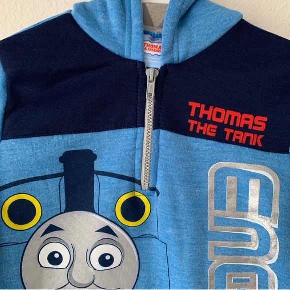 Thomas & Friends Tank Engine Fleece Half Zip Hoodie Blue Size: 5 - Picture 2 of 13